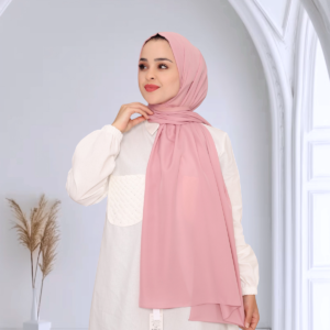 AB078 حجاب شيفون جورجيت- باللون وردي