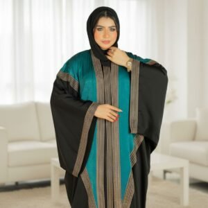 عباية كريب حرير ملكي - طقم قطعتين AB116