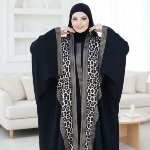 عباية كريب حرير ملكي - طقم قطعتين AB117