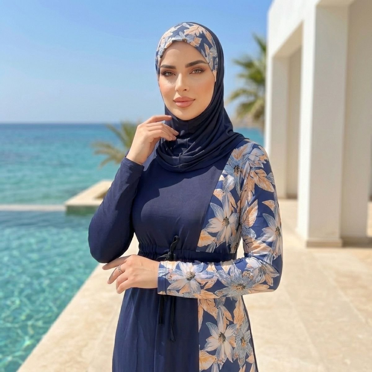 AB127 بوركيني أنيق ومحتشم للسباحة - الصورة 3