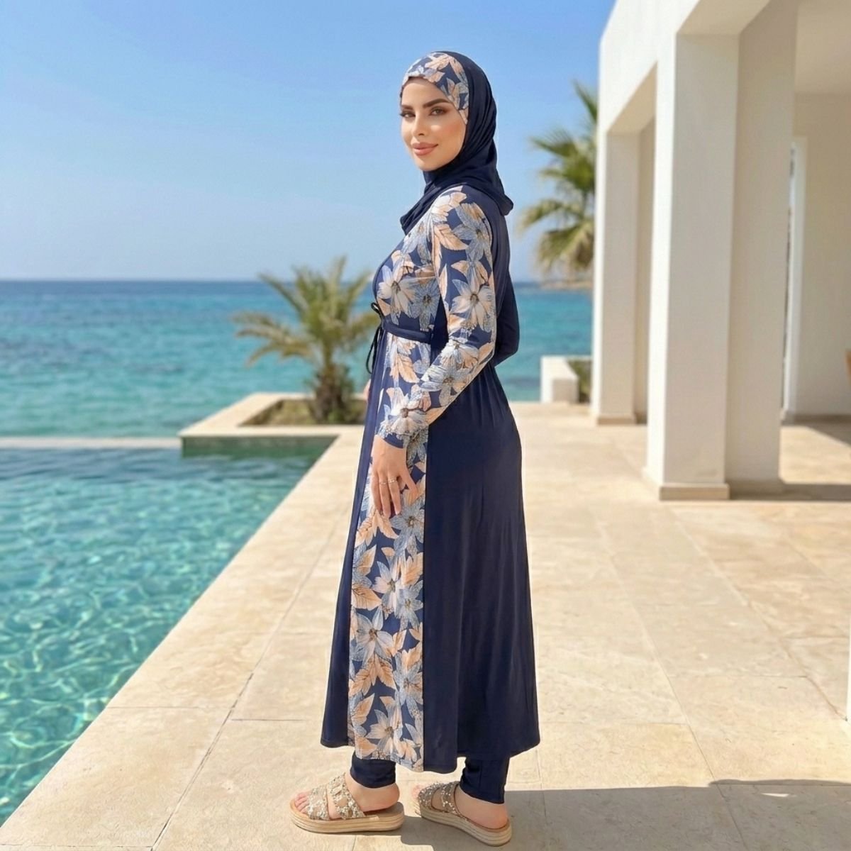 AB127 بوركيني أنيق ومحتشم للسباحة - الصورة 2
