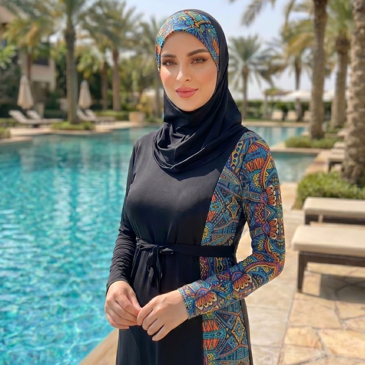 AB134 بوركيني أنيق ومحتشم للسباحة - الصورة 2